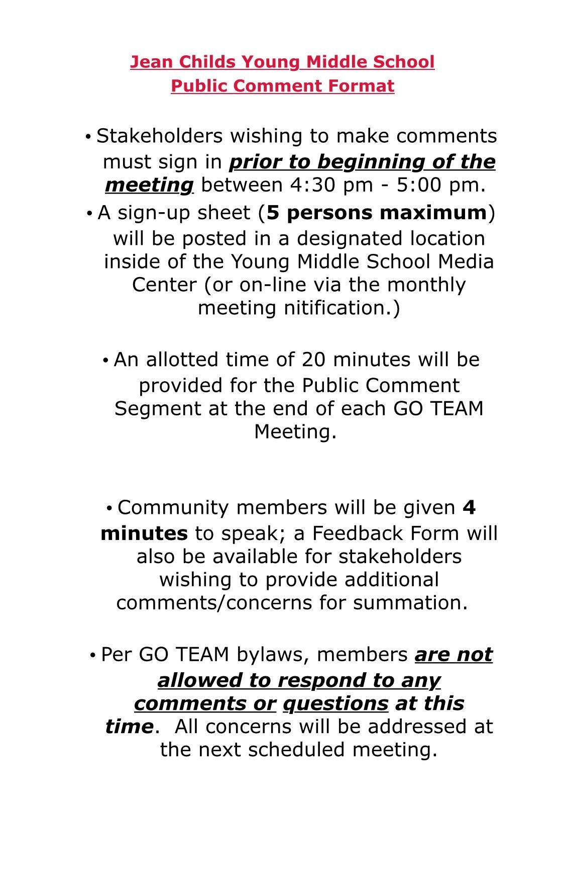 Public Comment Format